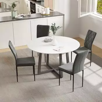HomCom Esszimmerst&uuml;hle 4er Set Samtoptik, dunkelgrau, Stahlbeine