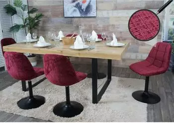 MCW Esszimmerstuhl A60 6er-Set Chenille 465g/m&sup2; bordeaux (MCW-A60)