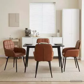 vidaXL Esszimmerst&uuml;hle 4er-Set, Kunstleder, braun, 56,5x50x85cm