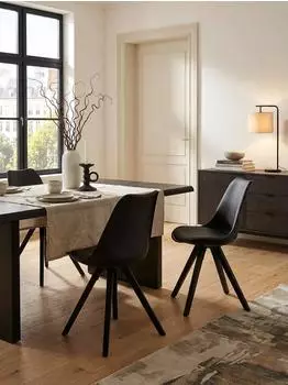 KADIMA DESIGN Esszimmerstuhl 2er Set Kunstleder, skandinavisch, schwarz (800001046903)