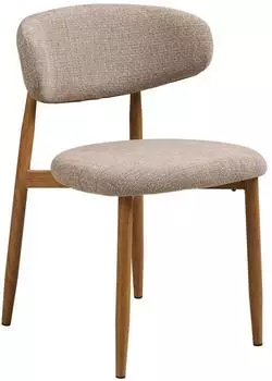 House Nordic Levanto Esszimmerstuhl 2er-Set, Stoff beige, Holz-Optik