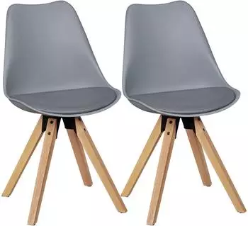 KADIMA DESIGN LIMA 2er-Set Esszimmerst&uuml;hle, Kunstleder, grau, skandinavisch