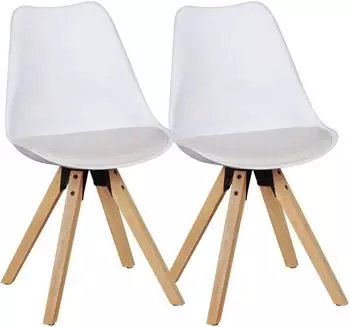 KADIMA DESIGN LIMA 2er-Set Esszimmerst&uuml;hle, Kunstleder, wei&szlig;