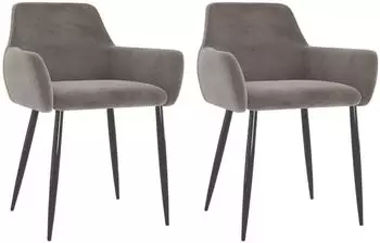 vidaXL Esszimmerst&uuml;hle 2 Stk. hellgrau, Samt