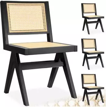TecTake Lissy Esszimmerstuhl Wiener Geflecht, schwarz, 4er-Set (120kg)