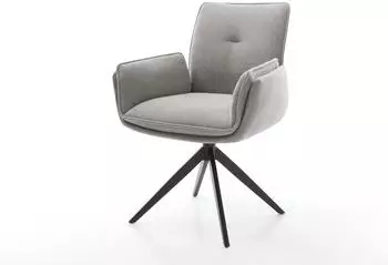 DeLife Nela-Flex Drehstuhl Strukturstoff soft grau, Kreuzgestell schwarz (45924)