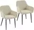 HomCom Esszimmerstühle 2er-Set mit Cord-Optik, Armlehnen, cremeweiß