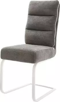 DeLife Pela-Flex Freischwinger Boucl&eacute; Soft schlamm, Gestell wei&szlig; (43034)