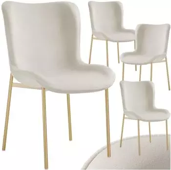 TecTake Tessa Polsterstuhl Samtoptik beige/gold, 4er-Set (54x62x90cm)