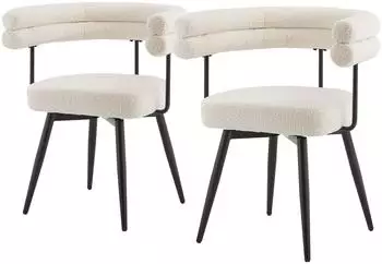 ML-Design Esszimmerst&uuml;hle 360&deg; drehbar, Teddy-Stoff, beige, 2er-Set (490018326)