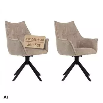Mr. Deko Ginosa Esszimmerstuhl drehbar, gepolstert, beige, 2er-Set