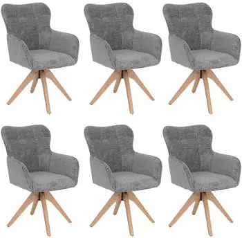 MCW Esszimmerstuhl Q35 drehbar, Chenille, grau, 6er-Set (MCW-Q35)