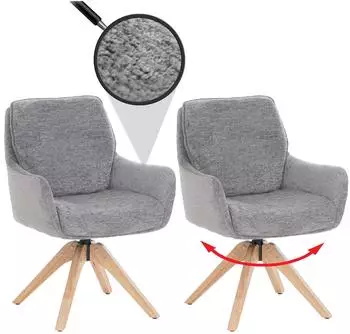 MCW Esszimmerstuhl Q37 drehbar, Chenille-Stoff, grau (2er-Set)