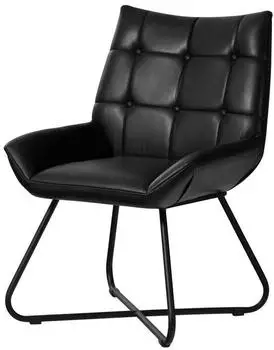 Massivmoebel24 Iron Label 713 Polsterstuhl Echtleder, schwarz (09-151-890-7013)