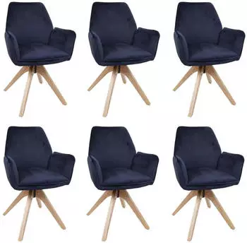 MCW Esszimmerstuhl G67 6er-Set drehbar, Samt anthrazit-blau (MCW-G67)