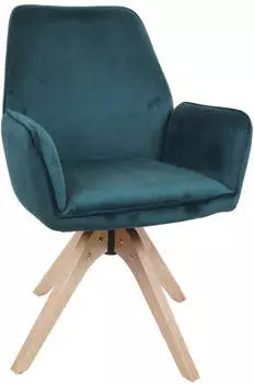 MCW Esszimmerstuhl G67 mit Armlehne, Holz/Samt, gr&uuml;n
