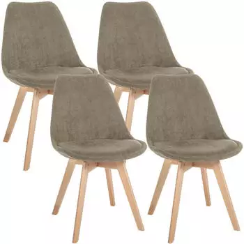 CLP Linares Esszimmerstuhl gepolstert, Buchenholzgestell, taupe (4er Set)