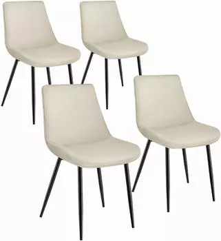 TecTake Monroe 4er-Set Esszimmerst&uuml;hle, Samtoptik, Creme (404939)