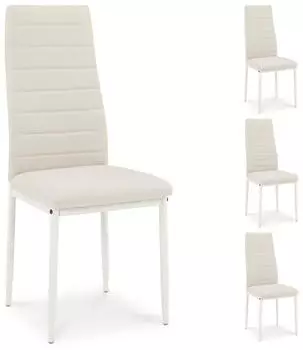 Idimex Nathalie Esszimmerst&uuml;hle 4er-Set, hohe R&uuml;ckenlehne, cremewei&szlig; (Nathalie)