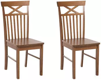Beliani Houston Esszimmerst&uuml;hle, Holz, braun, 2er-Set