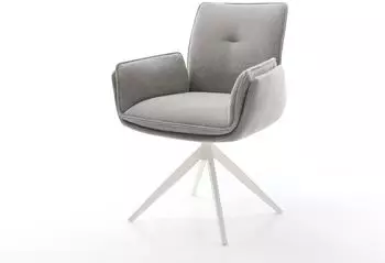 DeLife Nela-Flex Drehstuhl Strukturstoff soft grau, Kreuzgestell weiß (45925)