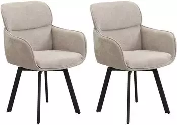 byLIVING Rico Esszimmerstuhl 360° drehbar, Webstoff taupe, Gestell schwarz