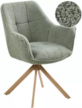 Beliani HAYDEN Drehstuhl Esszimmer, Boucl&eacute;, hellgr&uuml;n (690150)