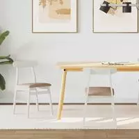 vidaXL Esszimmerstuhl 2 stk. Massives Gummiholz Wei&szlig; und Braun