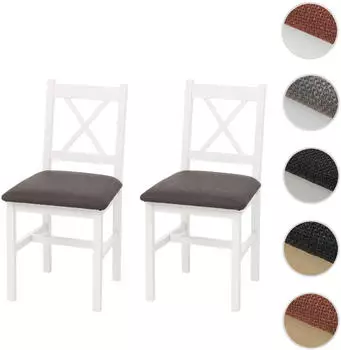 Mendler HWC-F77 Esszimmerstuhl 2er-Set, Massivholz Stoff Landhausstil (118601)