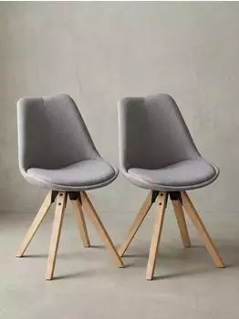 KADIMA DESIGN LIMA Esszimmerstuhl 2er Set, Stoff, hellgrau (4255632580352)