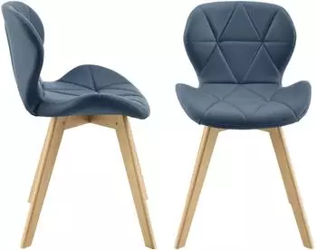 en.casa Älmhult Esszimmerstuhl 2er-Set, Kunstleder, blau (Älmhult)