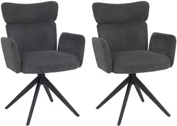 MCW MCW-N11 Esszimmerstuhl 2er-Set Bouclé 350g/m² dunkelgrau (100538)