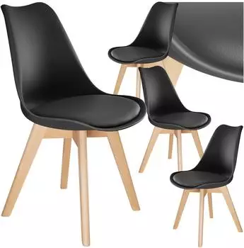 TecTake Frederikke Esszimmerstuhl 4er-Set, Scandi-Design, schwarz
