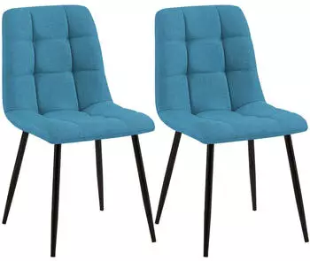 CLP Tilde Esszimmerstuhl 2er-Set, gepolstert, hellblau, Stoff (326366)