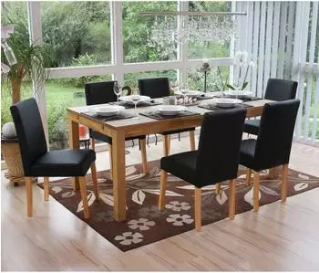 MCW Littau 6er-Set Esszimmerstuhl Kunstleder, schwarz matt, helle Beine (Littau-6)