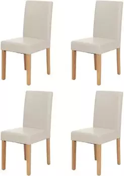MCW Littau 4er-Set Esszimmerstuhl Kunstleder, weiß, helle Beine