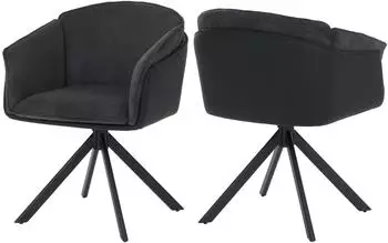 Mendler HWC-R24 Esszimmerstuhl 2er-Set, drehbar, Cord schwarz (158893)