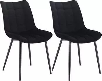 Woltu Esszimmerst&uuml;hle 2er-Set, Samt, Metallbeine, schwarz (W0ATT0010-2)