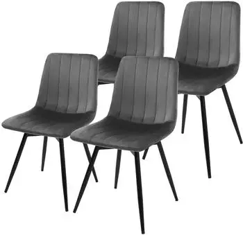 ML-Design Esszimmerst&uuml;hle 4er-Set, Samt, 360&deg; drehbar, anthrazit (490019906)