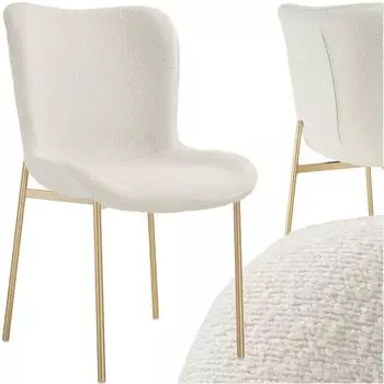TecTake Tessa Polsterstuhl Boucl&eacute; wei&szlig;/gold (405216)