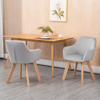 HomCom Esszimmerst&uuml;hle 4er-Set, Samtoptik, grau, mit Armlehne (800001892163)