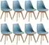 LuxusKollektion Morandi Esszimmerstühle 8er-Set, PU-Leder, Massivholzbeine, lichtblau (220588)