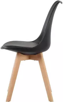 LuxusKollektion Schalenstuhl 4er Set schwarz, PU-Sitzpolster, Buchenholzbeine