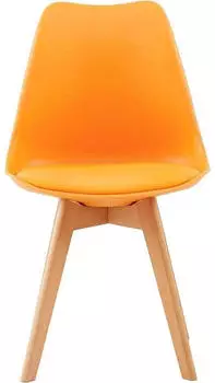 LuxusKollektion Esszimmerstuhl Retro, orange, Kunstleder, Buchenholzbeine, 4er-Set