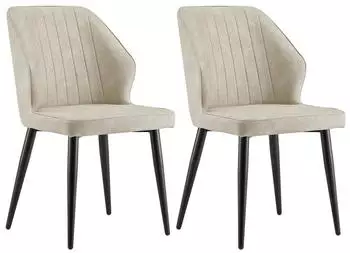 LuxusKollektion Esszimmerstuhl Retro Kunstleder beige, 2er-Set (47x85x44cm)