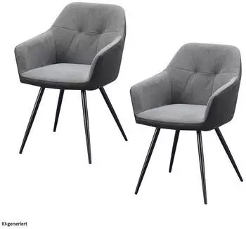 HTI-Living Joschka Esszimmerstuhl 2er-Set anthrazit/grau