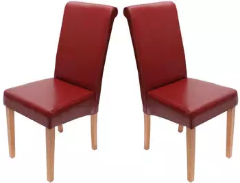 H.H.G. Novara II Esszimmerstuhl 2er-Set, Leder rot, helle Beine (9014)