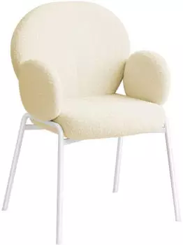 TecTake Scandi Polsterstuhl mit Armlehne, Boucl&eacute;-Stoff, creme (405072)
