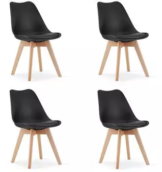 Oskar MARK Esszimmerstuhl 4er-Set, schwarz, Holzbeine