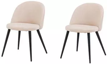 Venture Home Velvet Stitches Esszimmerstuhl 2er-Set, Mikrofaser, beige/schwarz